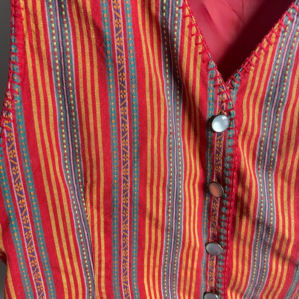 vintage Lizwear vest ft vibrant multicolored vertical stripe pattern bohemian - Picture 3 of 5